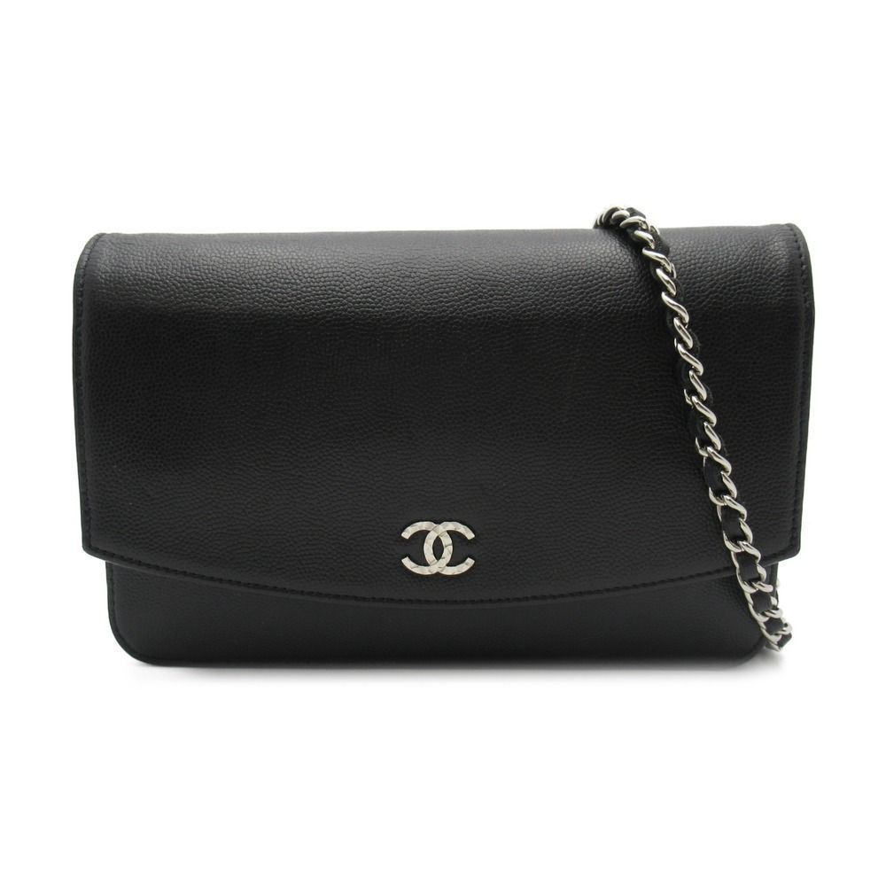 Chanel Chain Shoulder Caviar Skin Black Shoulder Bag